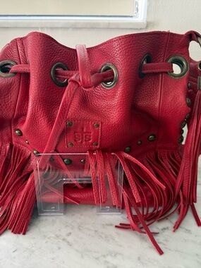 STS Ranchwear Red Fringe Drawstring Shoulder Bag
